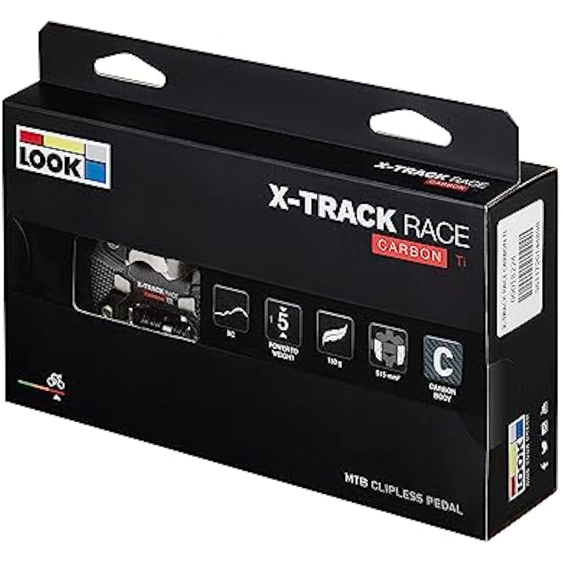 LOOK Cycle - X-TRACK Race Carbon Ti MTB Pedals - Standard SPD Mechanism Compatible - Carbon Body, Titanium Axle - Large Platform - Extremely Reliable Ultralight Clip In Pedals