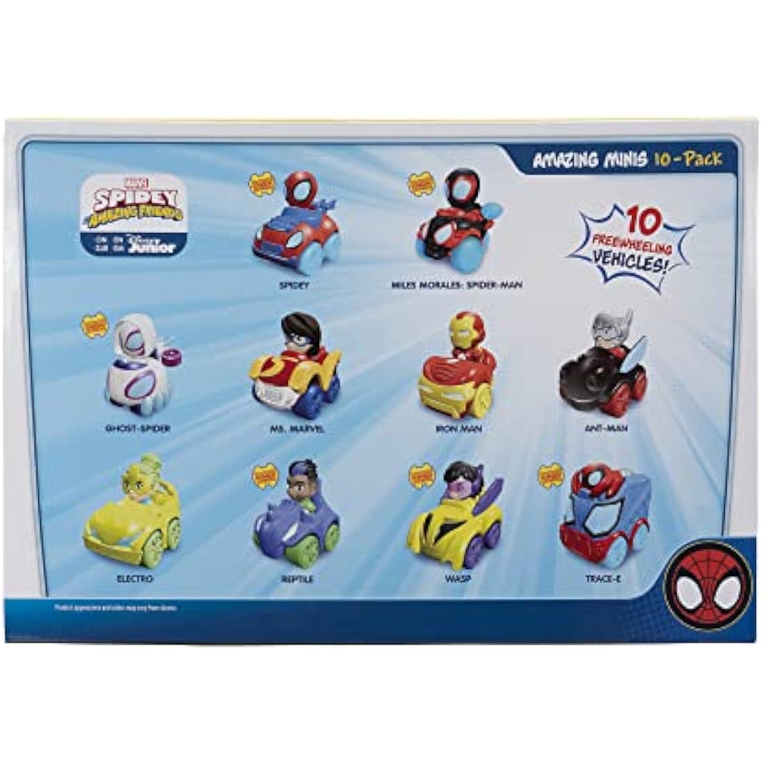 SPIDEY AND HIS AMAZING FRIENDS Marvel's 10 Pack-Ten 2-Inch Amazing Mini Vehicles-Toys Featuring Your Friendly Neighbourhood Spideys