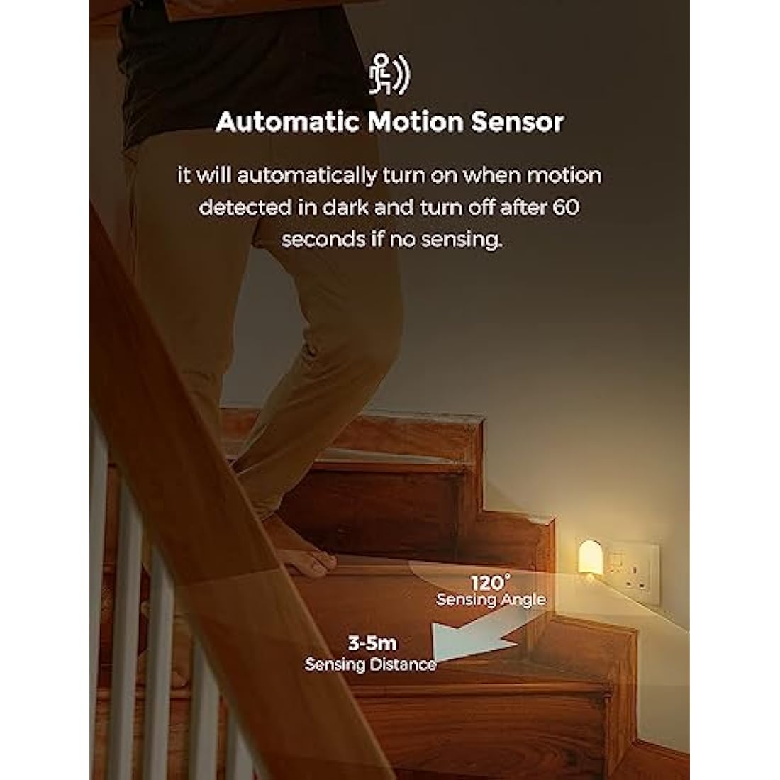 LOHAS-LED Motion Sensor Night Light Plug into Wall, 2 Pack, Motion Sensor Lights Indoor, Warm White 3000K, Plug in Night Light Movement Sensor Light Indoor for Kids Baby Adult Children's Room, Bedroom