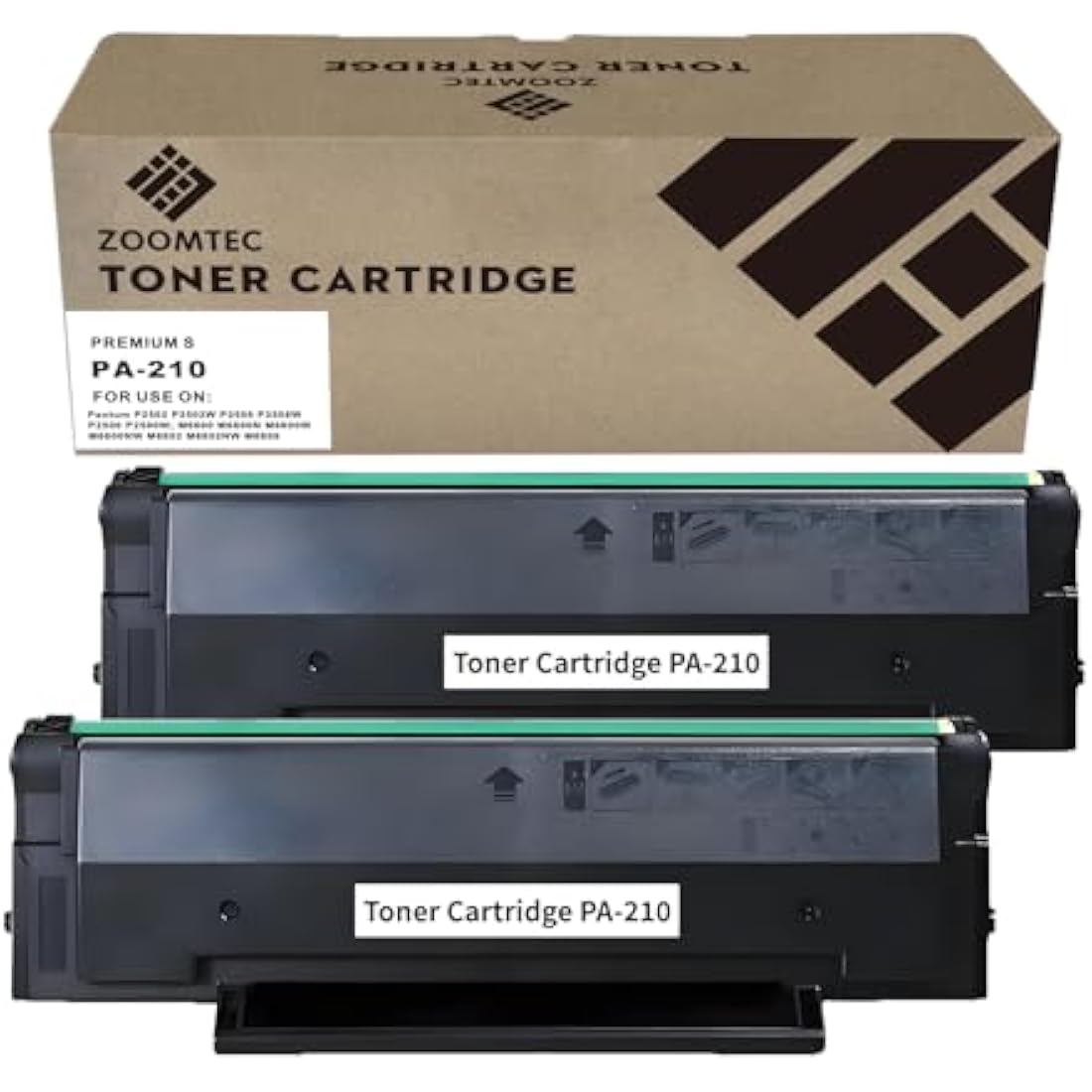 ZOOMTEC PA-210 Toner Cartridge Compatible with Pantum PA-210 PA210 Compatible with Pantum P2500W P2502W P2508W M6558NW M6500NW M6500N M6500W M6550NW M6552NW M6600N M6600NW M6602NW M6608NW (2x Black)