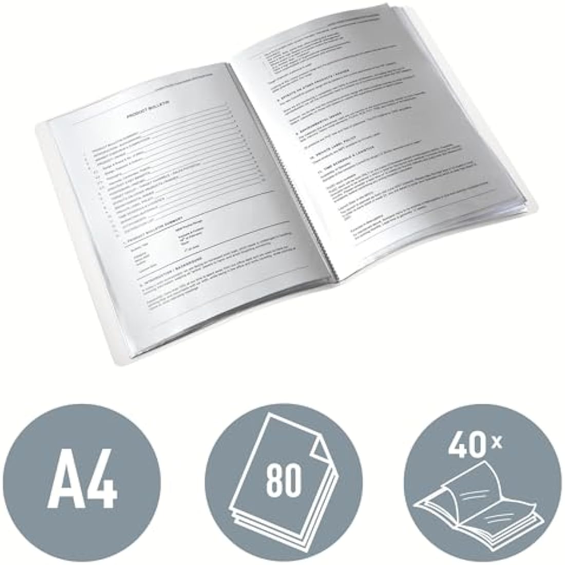 Leitz 46320054 A4 Display Book, 40 Pockets, 80 Sheet Capacity, Transparent Pockets, WOW Range, Green