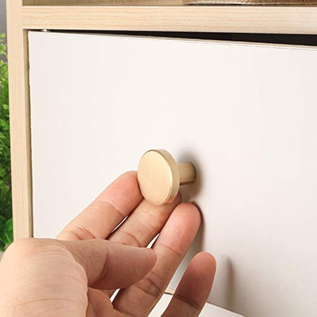 Yibaijia 6 Pcs Round Cabinet Knobs, Gold Brass Drawer Knobs, Door Kitchen Hardware Cupboard Knob, Stainless Steel Single Hole Handle with Screws for Home Decorating, Cupboard, Wardrobe (20mmx25mm)