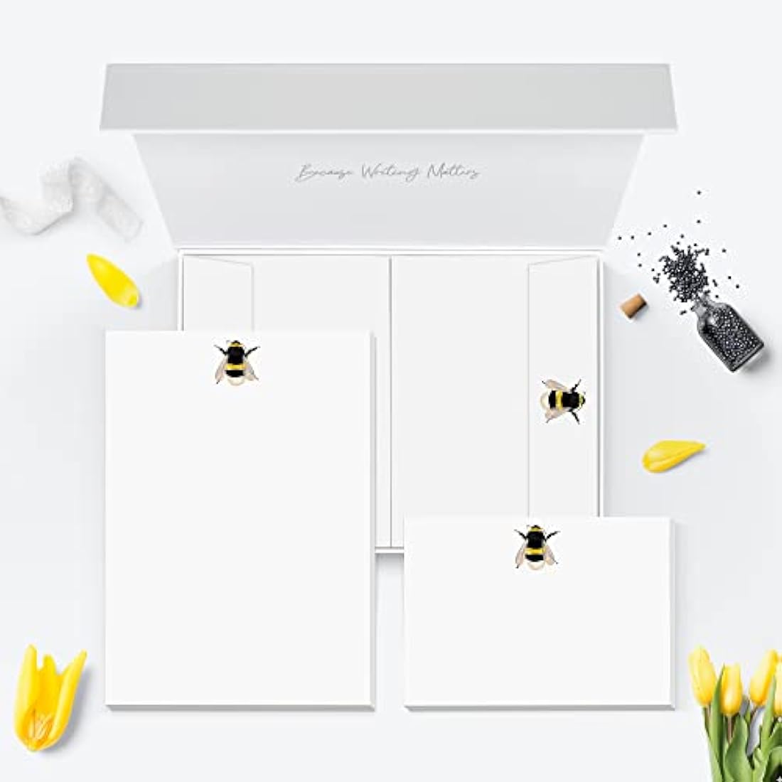 Me Loovely Bumble Bee Letter Writing Paper Notecard and Envelopes Stationery Supplies for School Home & Office | Christmas Gifts (20 Letters, 10 Cards & 30 Envelopes with Gift Box)