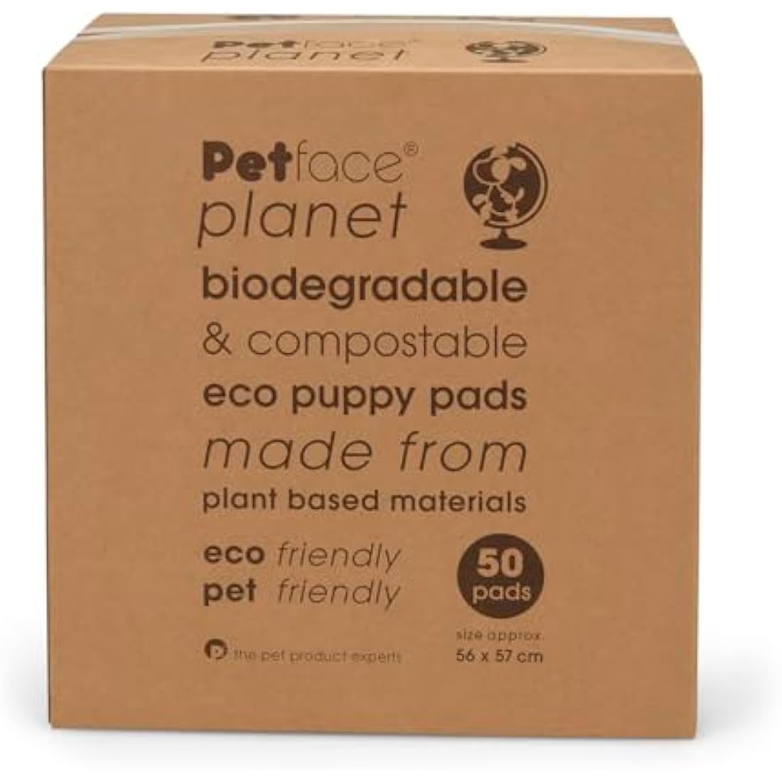 Petface Planet Compostable & Biodegradable Puppy Pads, Pack of 50 Eco-Friendly Pads, 56 x 57 cm