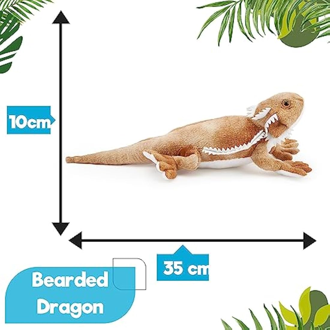 Zappi Co 100% Recycled Plush Bearded Dragon Toy (34cm Length) Stuffed Soft Cuddly Eco Friendly animals Collection For New Born Child First kid