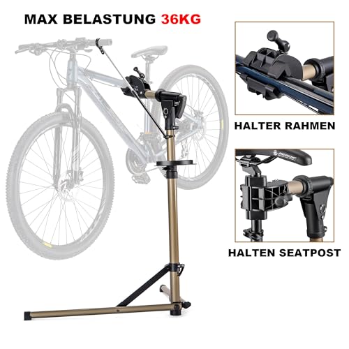 CXWXC Bicycle Mounting Stand, E-bike Repair Stand for Maintenance of Workplaces, Bicycle Mounting Stand up to 36 kg, Height Adjustable, Foldable and