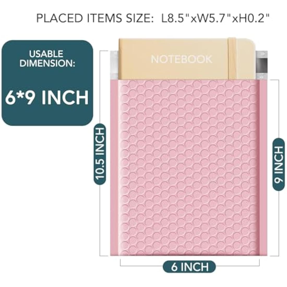 Switory 50Pcs Padded Envelopes, A5 Bubble Mailers Packaging Bags 6x9 Bubble Lined Poly Mailer Self Seal for Shipping/Packaging/Mailing, Pale Pink