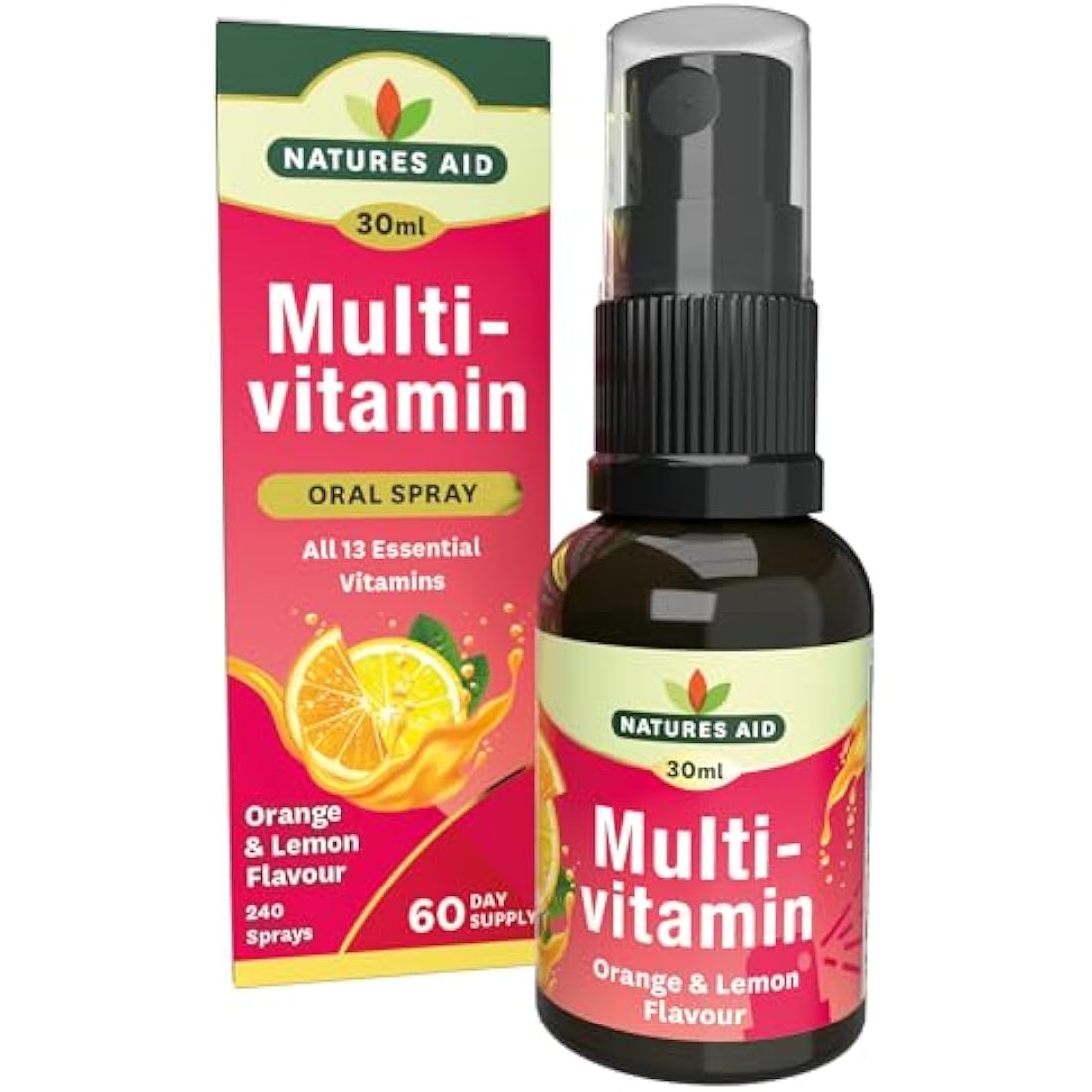 Natures Aid Multivitamin Daily Oral Spray 30ml - Natural High Strength Supports Energy Tiredness Fatigue Healthy Immune & Nervous System - Pill Tablet Capsule Free Liquid Supplement 2-Month Supply