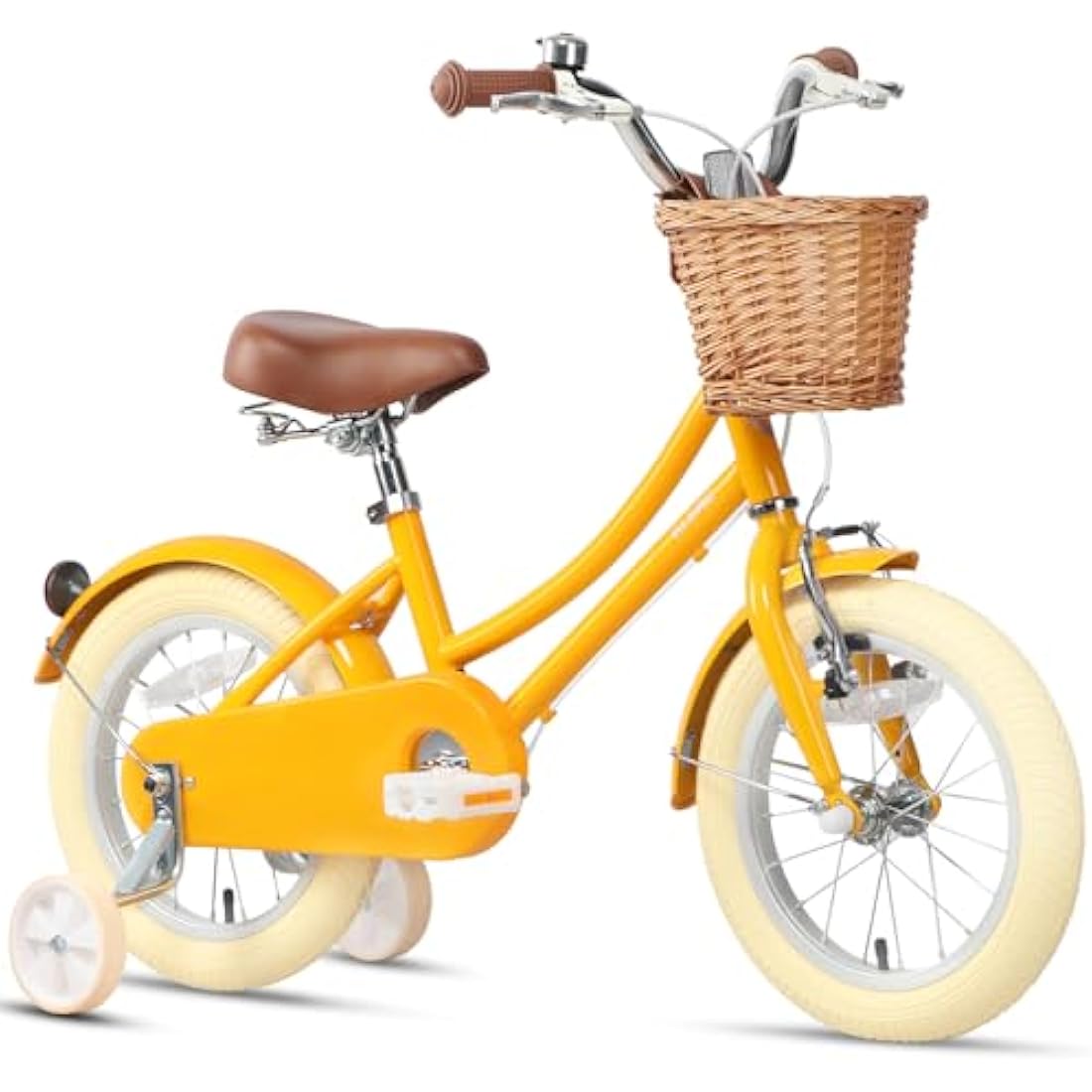Glerc Little Molly 12 Inch Kids Retro Girls Bike for 2-13 Year Old with Wicker Basket & Stabilisers/Kickstand, Multiple Colors