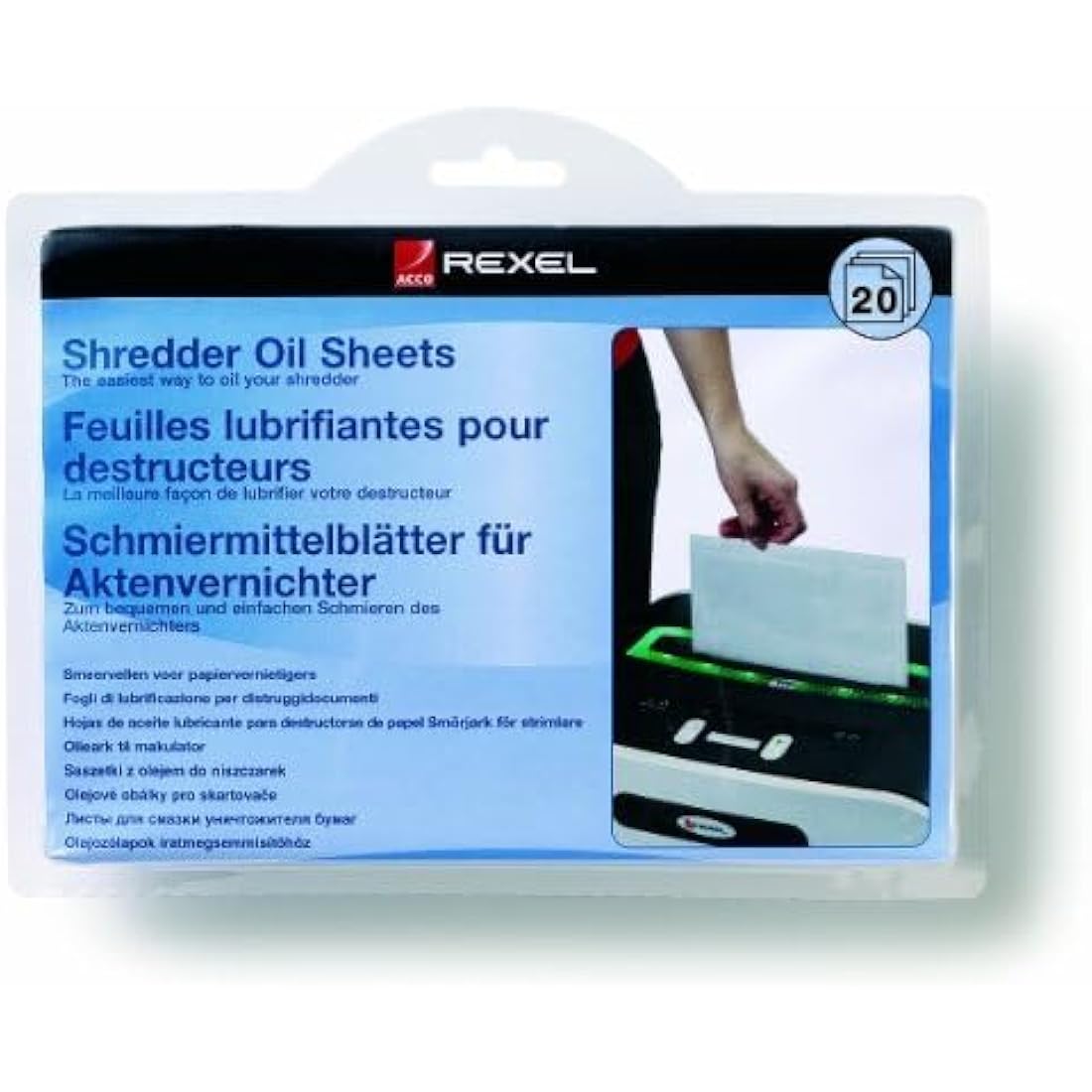 Rexel 2101949 Shredder Oil Sheets, Shredder Maintenance,white,, Pack of 20, A5 Size