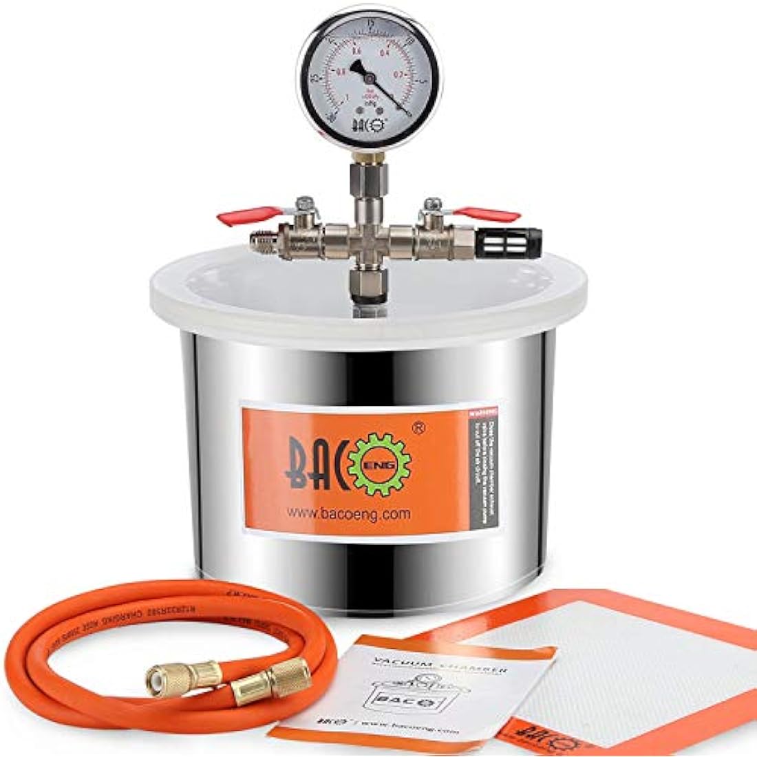 BACOENG 6.8 Liter Vacuum Chamber Kit with 3 CFM Single Stage Vacuum Pump, 3 Pin UK Plug