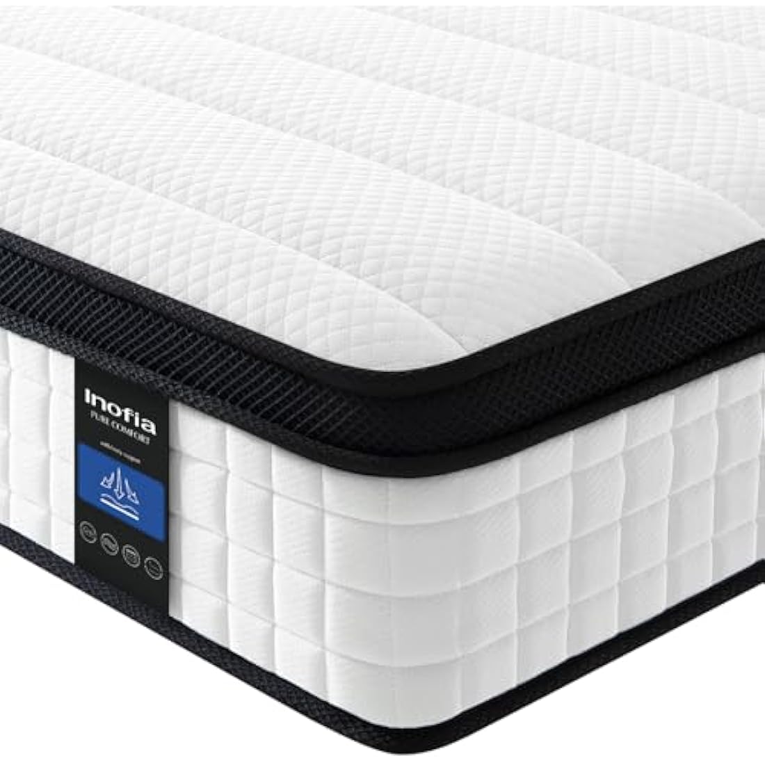 Inofia King Size Mattress, 10.6 Inch Hybrid Mattress with Aeroshield Memory Foam and NexusArc Pocket Sprung,Cozy and Breathable Fabric,The Elegant Collection,King(150×200×27cm)