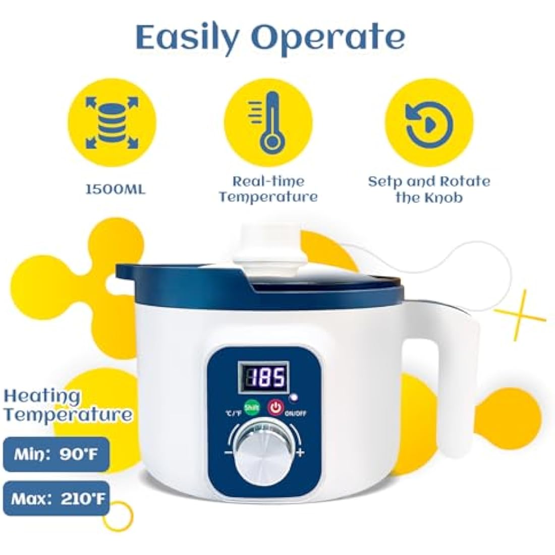 KQU Electric Wax Melter with Digital Temperature, Digital Wax Melting Pot for Candle Making for Adult, Non-Stick Candle Making Pouring Pot with Spout and Automatic Constant Temp Control