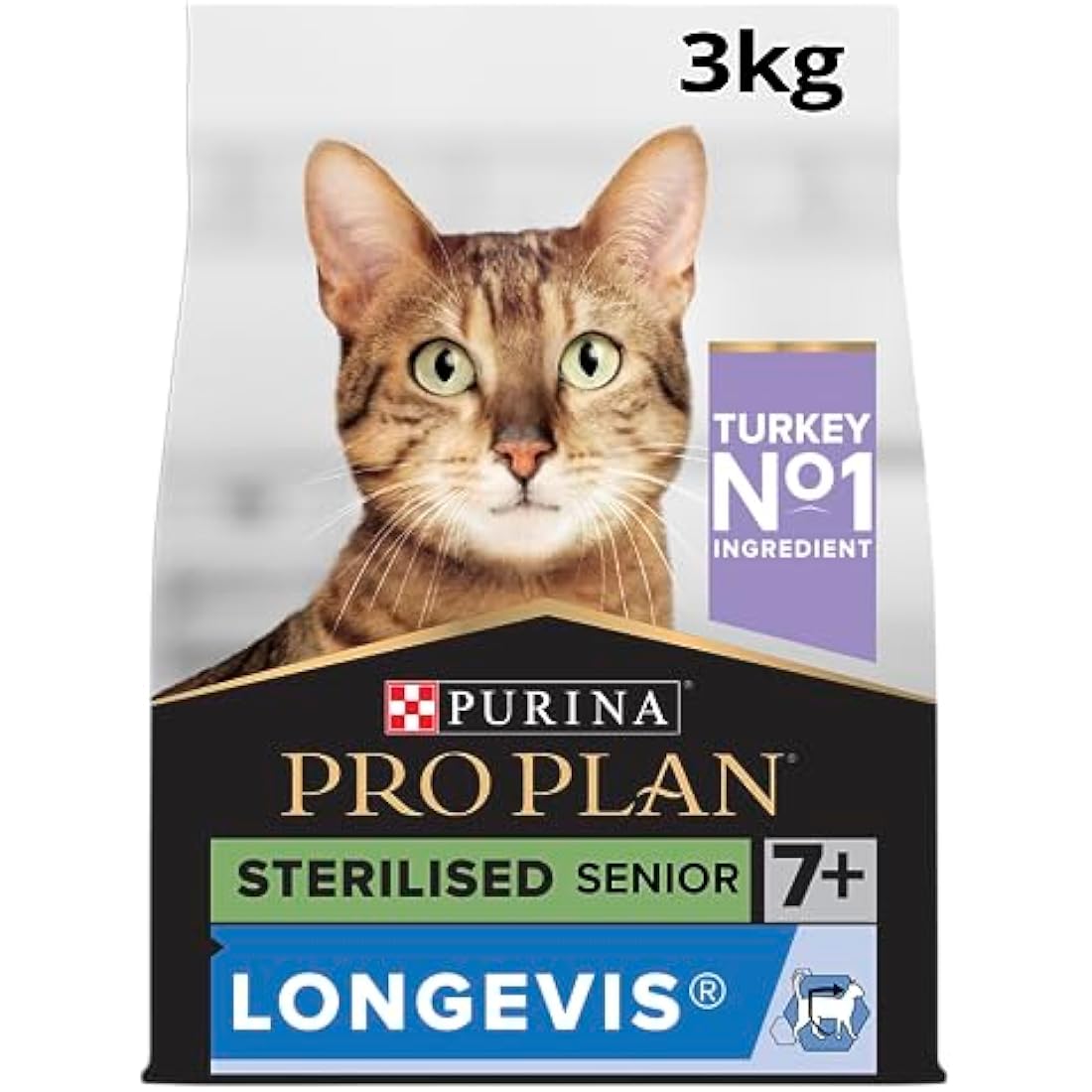 PRO PLAN Senior 7+ Sterilised Longevis Turkey Dry Cat Food 3kg