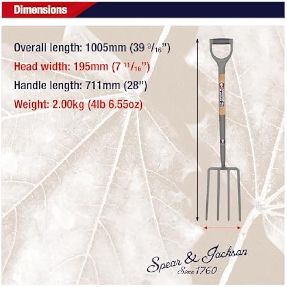 Spear & Jackson 1680NB Neverbend Carbon Digging Fork, 99.5 x 20.5 x 10 cm