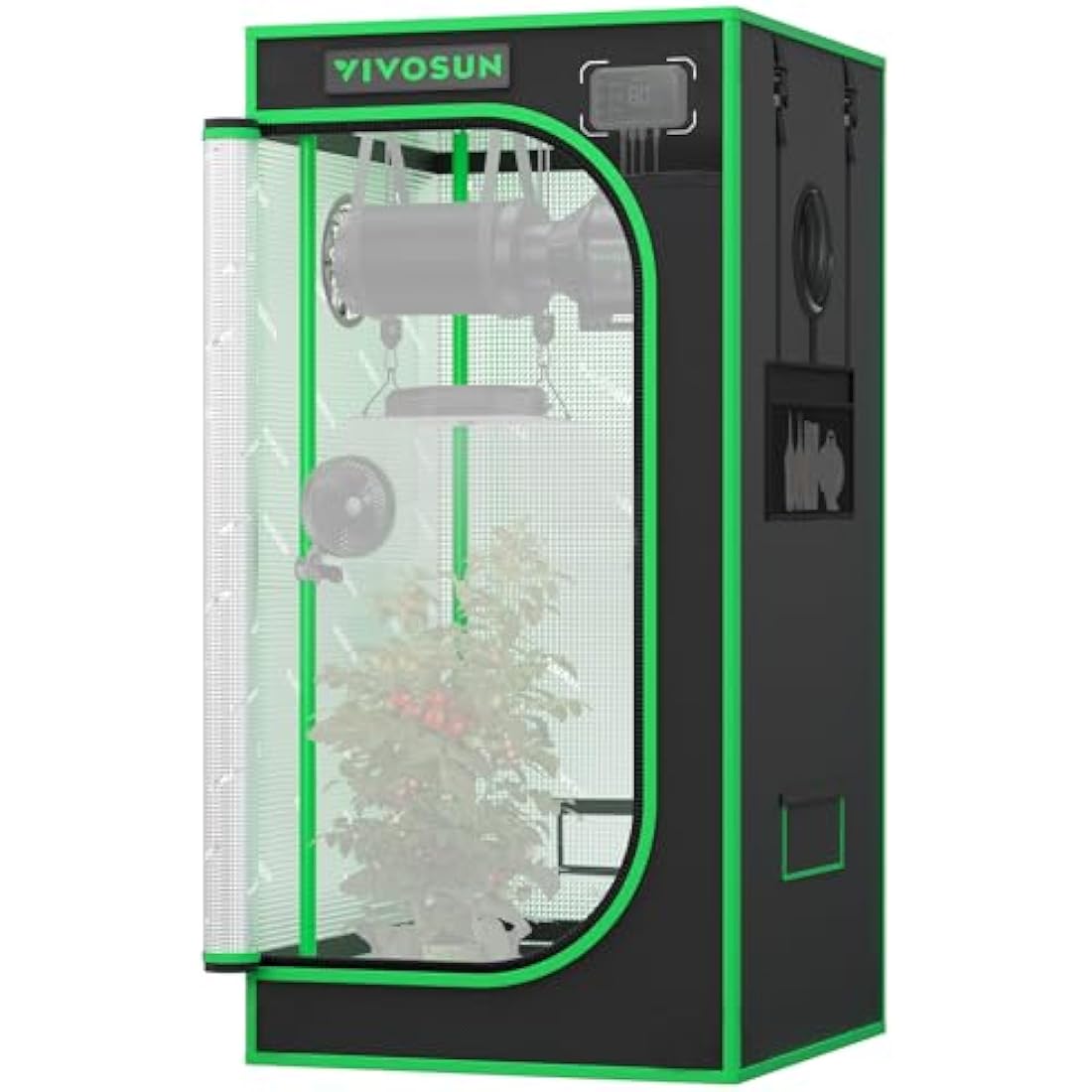 VIVOSUN Pro Grow Tent 60 x 60 x 120 cm Grow Tent with Thick 22 mm Poles, Oxford Fabric with Highly Reflective Mylar Extra Hanging Poles for Hydroponics P224 for AeroLight A100, No High CFM Set