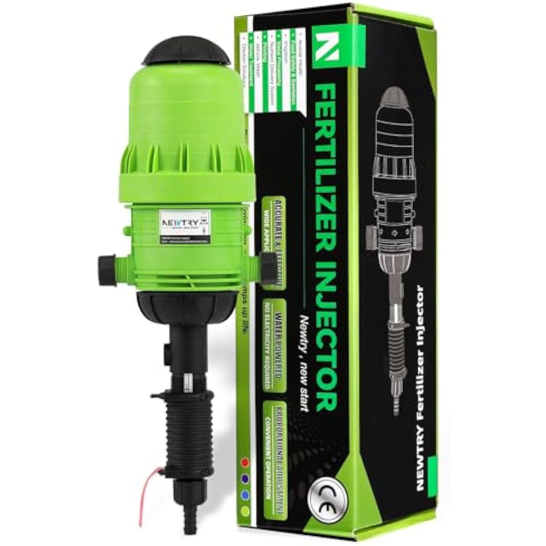 NEWTRY Water Powered Flow Dosing Pump Hydraulic Chemical Fertilizer Injector Proportioning Dispenser Liquid Diluent Doser Proportioner for Drip Irrigation Mixer Hose Livestock Farm (0.4% -4%)