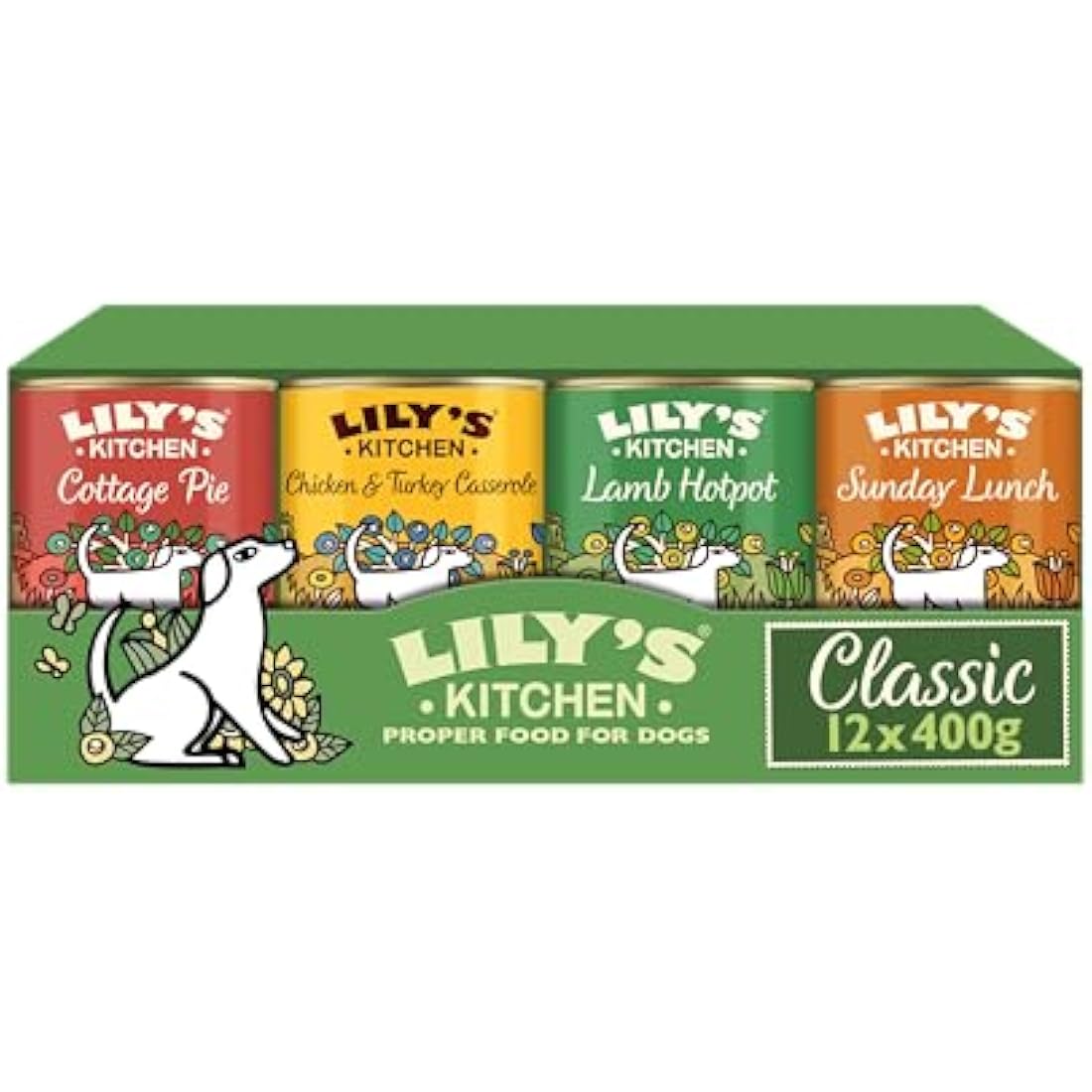 Lily's Kitchen Natural Adult Wet Dog Food Tins Classic Dinners Variety Pack 12 x 400g