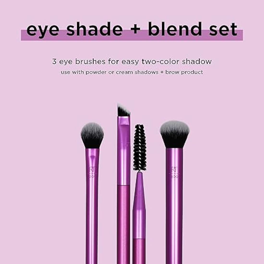Real Techniques Eye Shade and Blend Makeup Brush Trio, For Eyeshadow and Liner, Makeup Tools for Shaping and Grooming Brows, Defined Makeup Look, Synthetic Bristles, Vegan and Cruelty-Free, 3 Count