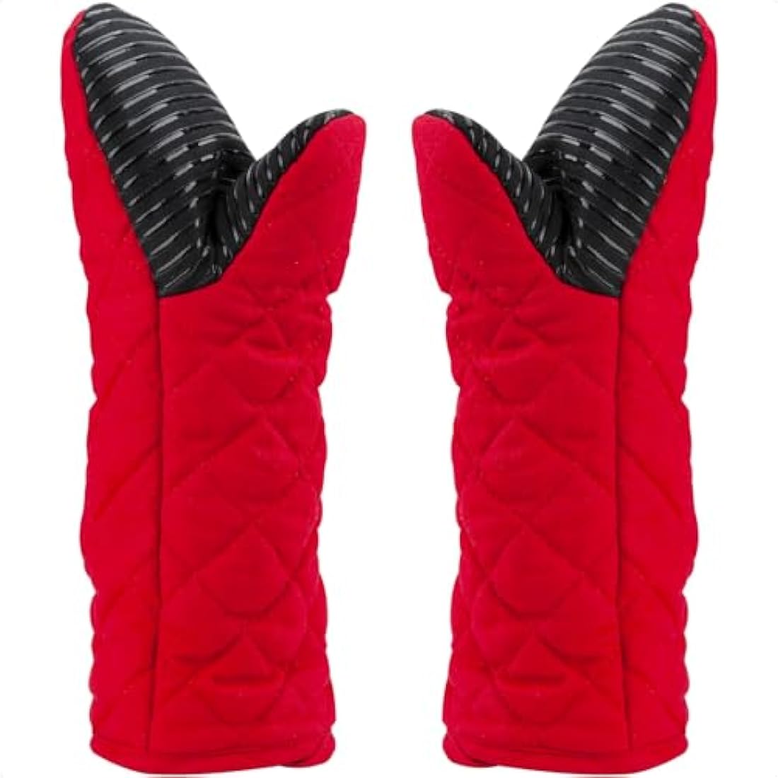 AYADA 2 Pack Puppet Oven Gloves Silicone 13" Long Sleeve Arm Soft Non-Slip,Oven Mitts Pair for Women Mum Hand for Microwave Home Kitchen Chef Cooking Baking Cookie (Red)