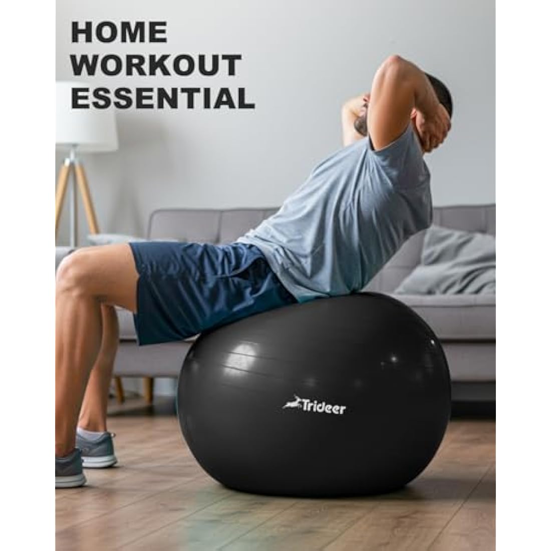 Trideer Exercise & Yoga Ball - 5 Sizes, Pregnancy & Maternity, Anti-Burst, Heavy Duty, Office Chair Ball & Gym Ball with Quick Pump