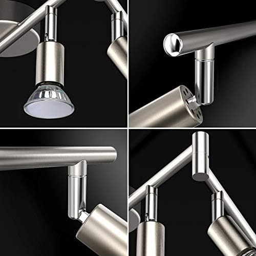 Unicozin LED Ceiling Light Rotatable, 6 Way LED Ceiling Spotlight, Matt Nickel & Swivelling Design, Including 6 X 4W GU10 LED Bulbs (450LM, Cool White 6000K),for Kitchen, Living Room, Bedroom