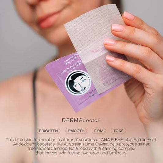 DERMAdoctor Kakadu C Intensive Vitamin C Peel Pads – Exfoliating Treatment with Ferulic Acid & Vitamin E for Brighter, Smoother Skin – 30 Pads