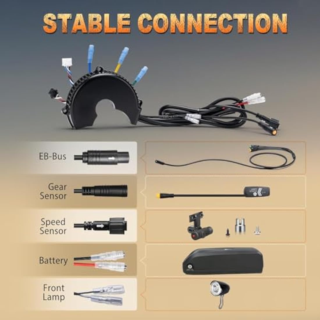 Bafang Controller 36V 250W 350W 500W/48V 750W 1000W /52V 1000W Mid Drive Controller with Front Lamp Connector and Gear Shift Sensor Connector Latest Model