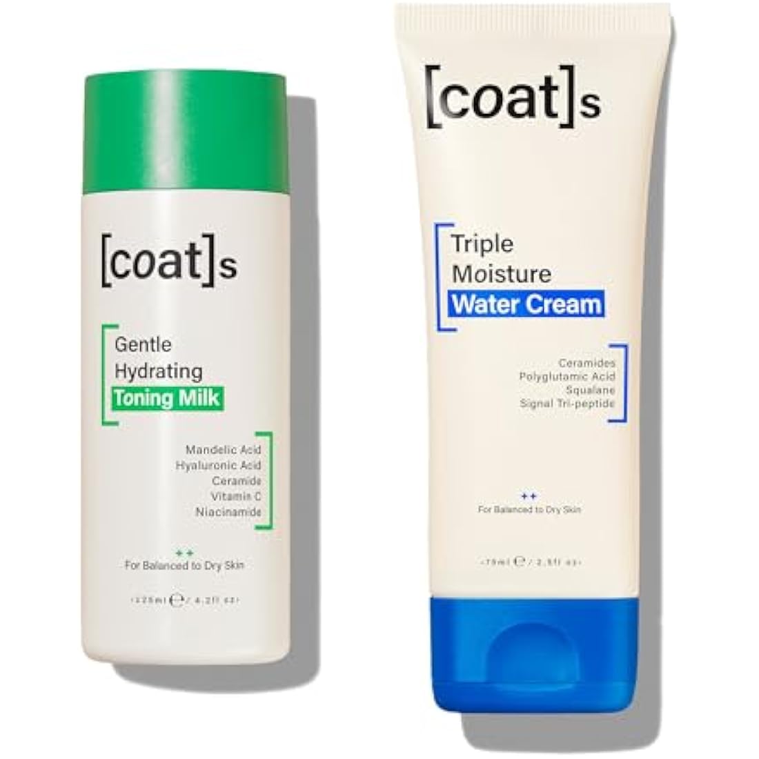 Coats Healthy Skin Heroes 2-Step Bundle – Gentle Toning Milk 125 ml + Triple Moisture Water Cream 75 ml – Toner + Moisturizer Prevents Breakouts & Protects Skin Barrier, for Women & Men