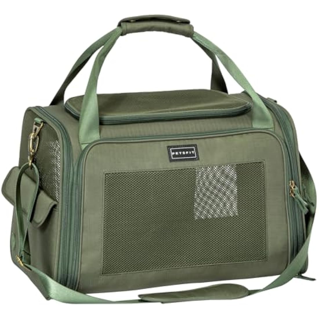 Petsfit Dog Carrier Soft Sided Travel Carrier, Lightweight Travel Use Pet Carrier for Small Dogs and Cats, with Expandable mat, Upgraded Large Space Soft Sided Pet Cat Carrier, Olive Green