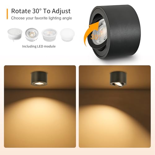 GeyouLux Dimmable LED Adjustable Projection Spotlight, 5 W Ceiling Spotlights, Diameter 80 x 50 mm, 3000 K/4000 K/6500 K, 30 Rotation Bathroom