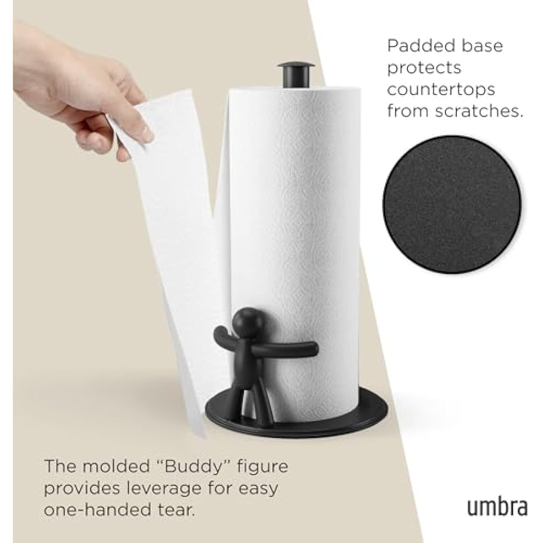 Umbra Buddy Counter Top Paper Towel Holder, Black, 11 x 3.5"