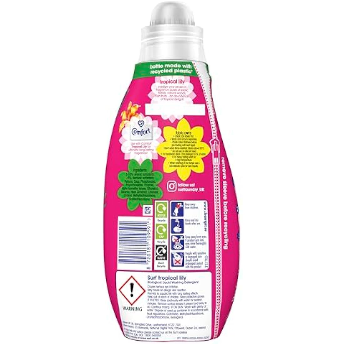 Surf Tropical Lily Concentrated Liquid Laundry Detergent infused with natural essential oils for fresh and clean washing 8x 24 washes (192 washes)