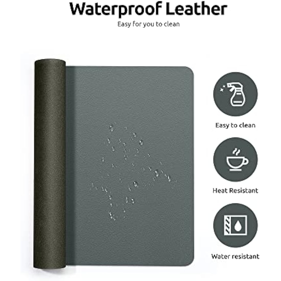 YSAGi Leather Desk Mat, Large Mouse Mat, Non-Slip Desk Pad, Waterproof PU Leather Table Protector Writing Pad for Office and Home (60 x 35 cm, Dark Green)
