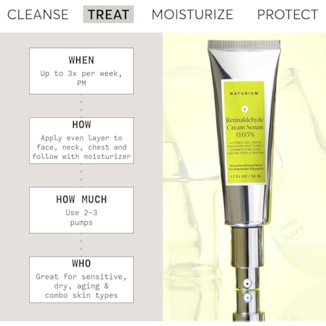 Naturium Retinaldehyde Cream Serum 0.05%, Advanced Anti-Ageing & Smoothing Face & Skin Care | 1.7 FL OZ / 50 ML