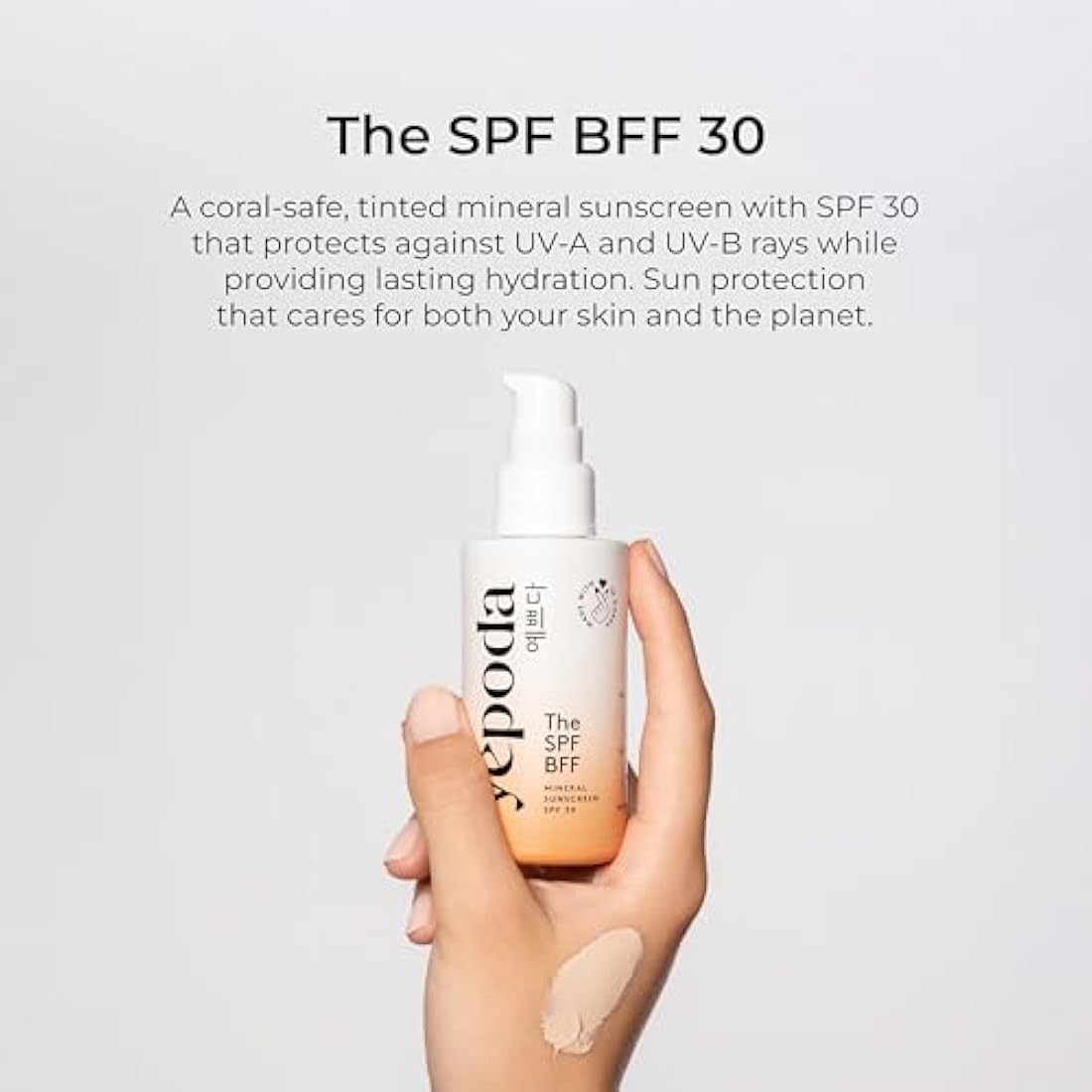 Yepoda Tinted Sunscreen - The SPF BFF, Day Cream with Sun Protection Factor (SPF 30), Mineral Zinc Sunscreen with Moisturizing Aloe Vera and Hyaluronic Acid (50 ml)