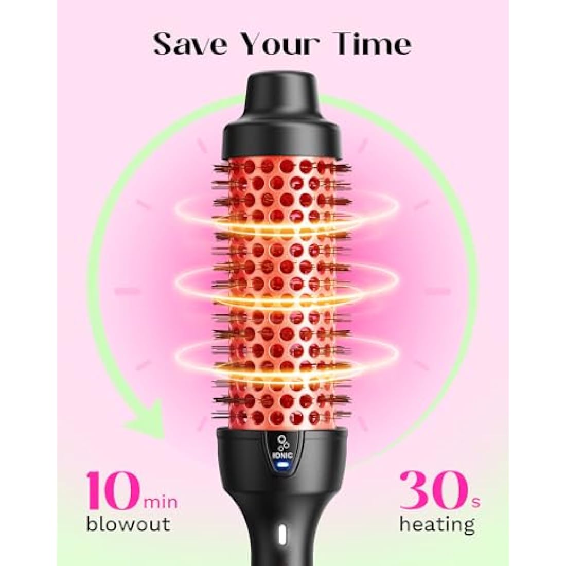 Wavytalk Thermal Brush, Heated Hot Brush for Hair Styling, 38mm IonicThermal Round Iron for Blowout Express, Heated Curling Iron Create Natural Curls, Dual Voltage and UK Plug, Rose Gold
