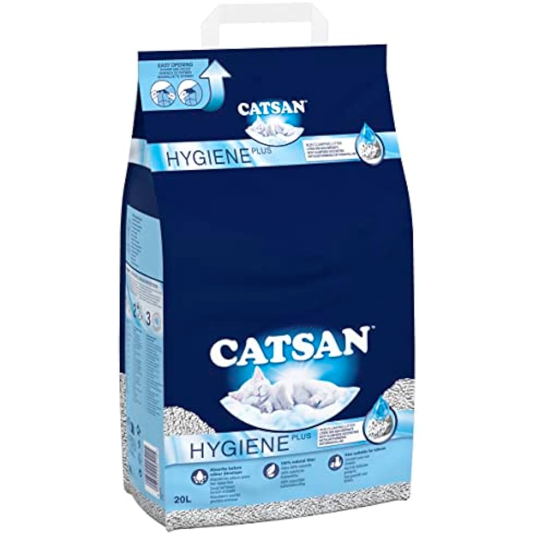 CATSAN - Hygiene Plus Non-Clumping Adult Cat Litter and Kitten Litter - 20L - 100% Natural and Absorbent