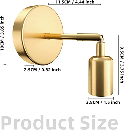 3PCS Vintage Bathroom Wall Sconces Gold Vanity Wall Lights E27 Industrial Wall Mount Lighting Fixtures Rotatable for Bedroom Living Room Bathroom(No