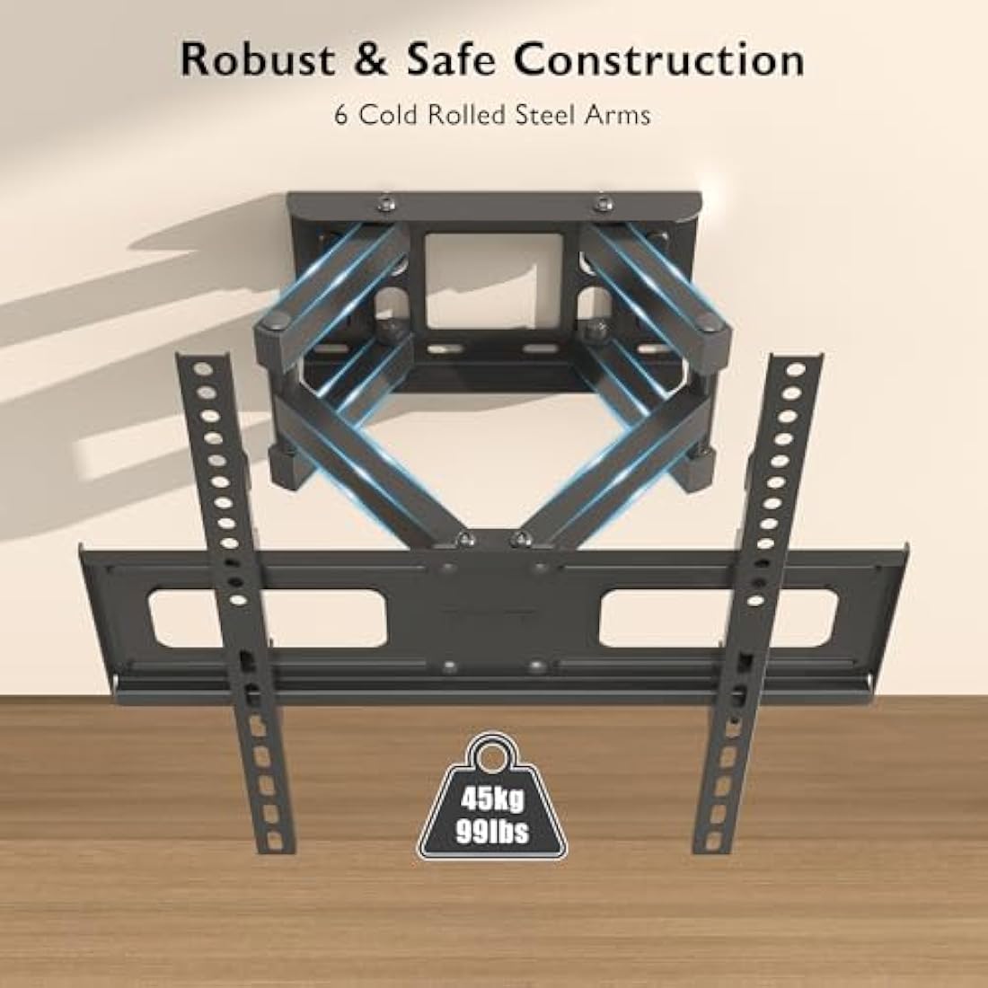 BONTEC TV Wall Mount for 23-70 Inch LED LCD, Swivels Tilts Extends Double Arm Full Motion TV Wall Bracket Holds up to 45kg, Includes HDMI Cable, Spirit Level, Max VESA 400x400mm