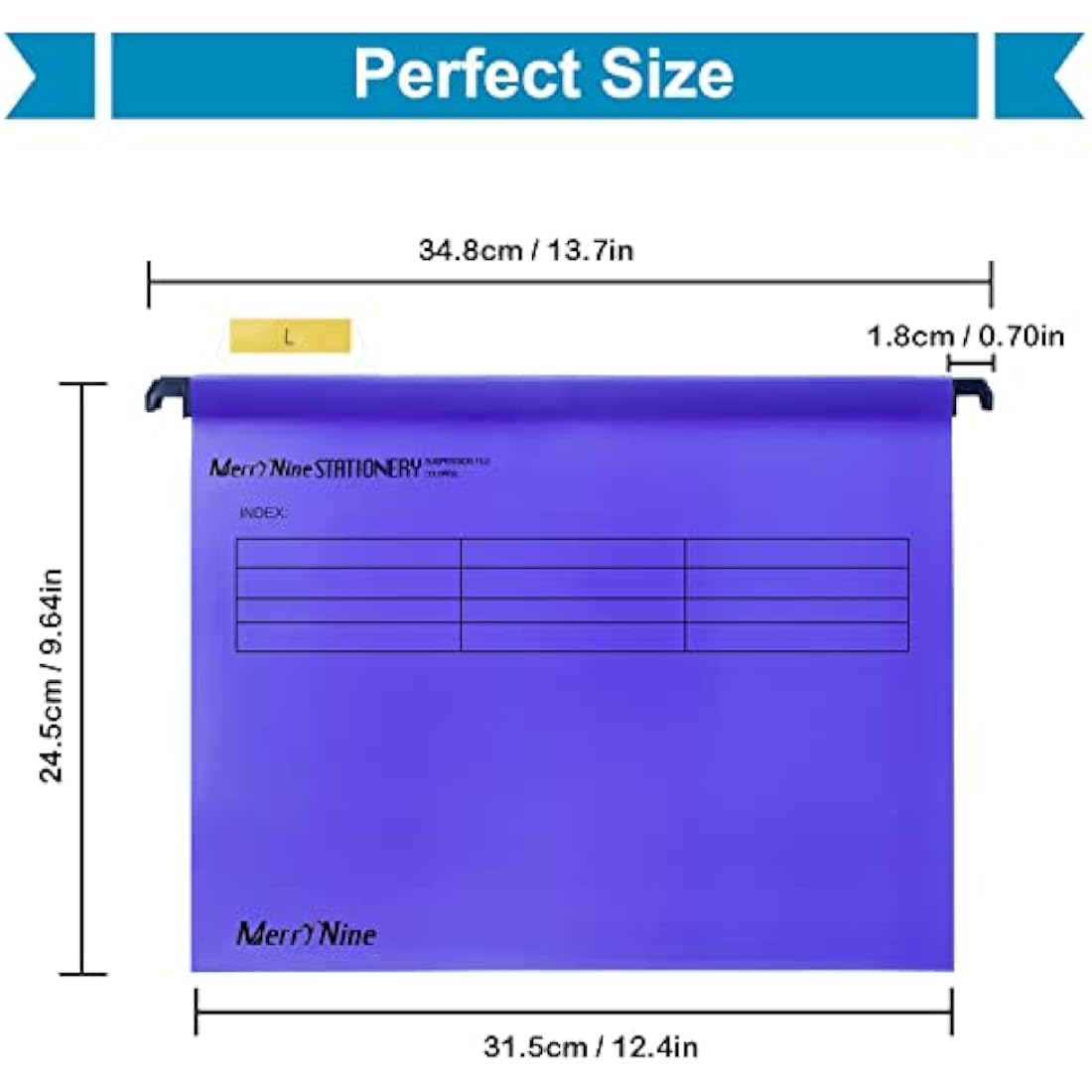 Suspension Files, MerryNine 15PCS Polypropylene Filing Cabinet Suspension Files with Tabs and Card Inserts for School Home Work Office Organization **Check Size Before Ordering ** (Purple, A4)