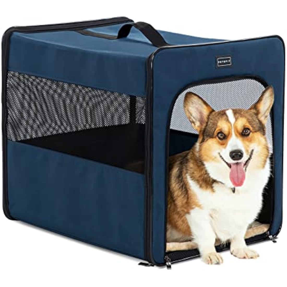 Petsfit Dog Travel Crate,Collapsible Dog Crate, Upgrade Zipper and Strengthen The Seam, to Prevent from Escaping,Soft Dog Crate with Fleece Mat