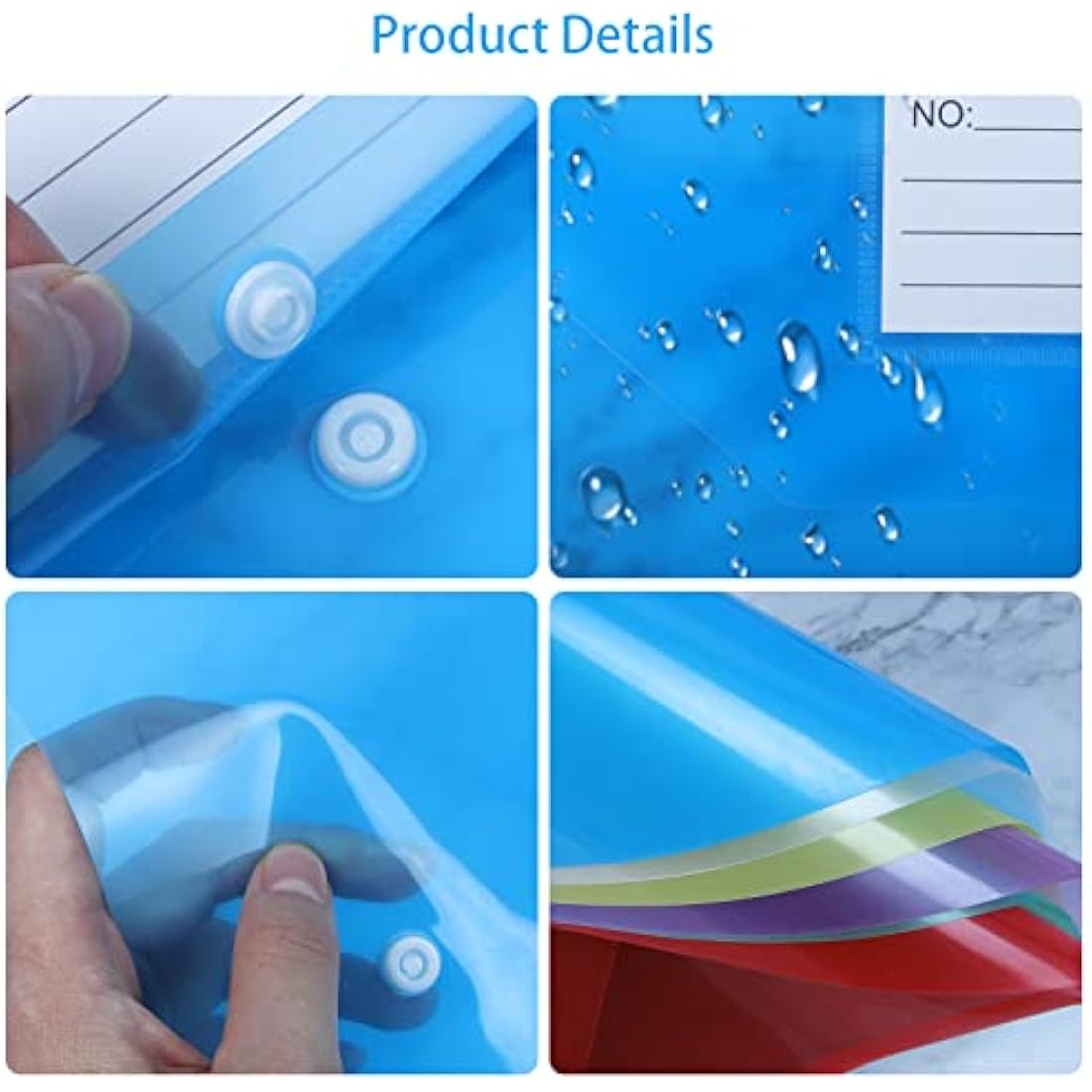 Plastic Wallets - A4 Plastic Folders Document File Folder Plastic Popper Wallet with Label Pocket- 36PCS