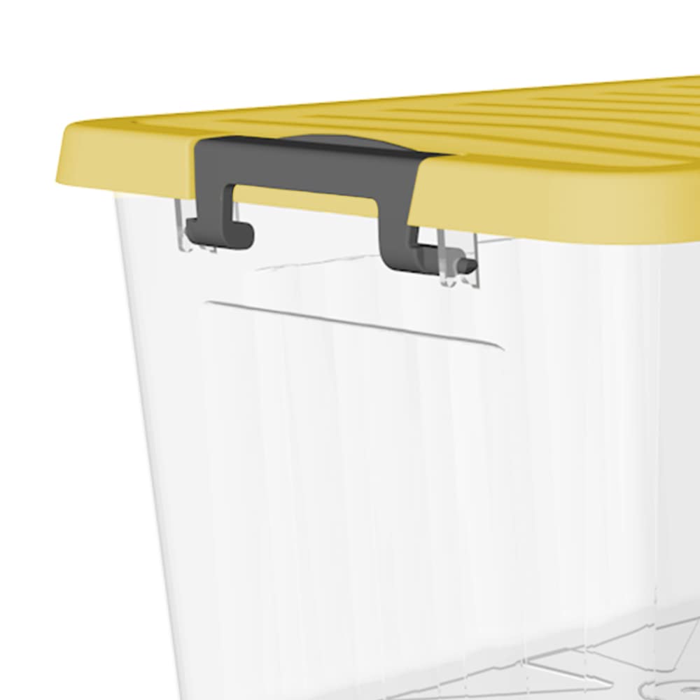 Cetomo 15L*6 Storage Boxes with Lids, Plastic Storage Box with Secure Side Latches, PP Nestable and Stackable Clear Organizer for Home, Office