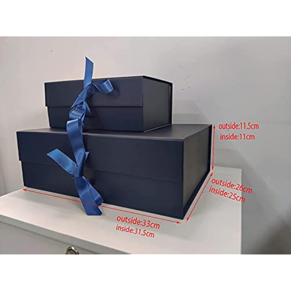 Blue Gift Box 33x26x11cm, Large Gift Box with Magnetic Lids and Silk Ribbon Specially Designed for Presents Birthdays, Holidays, Anniversaries Gift Packaging