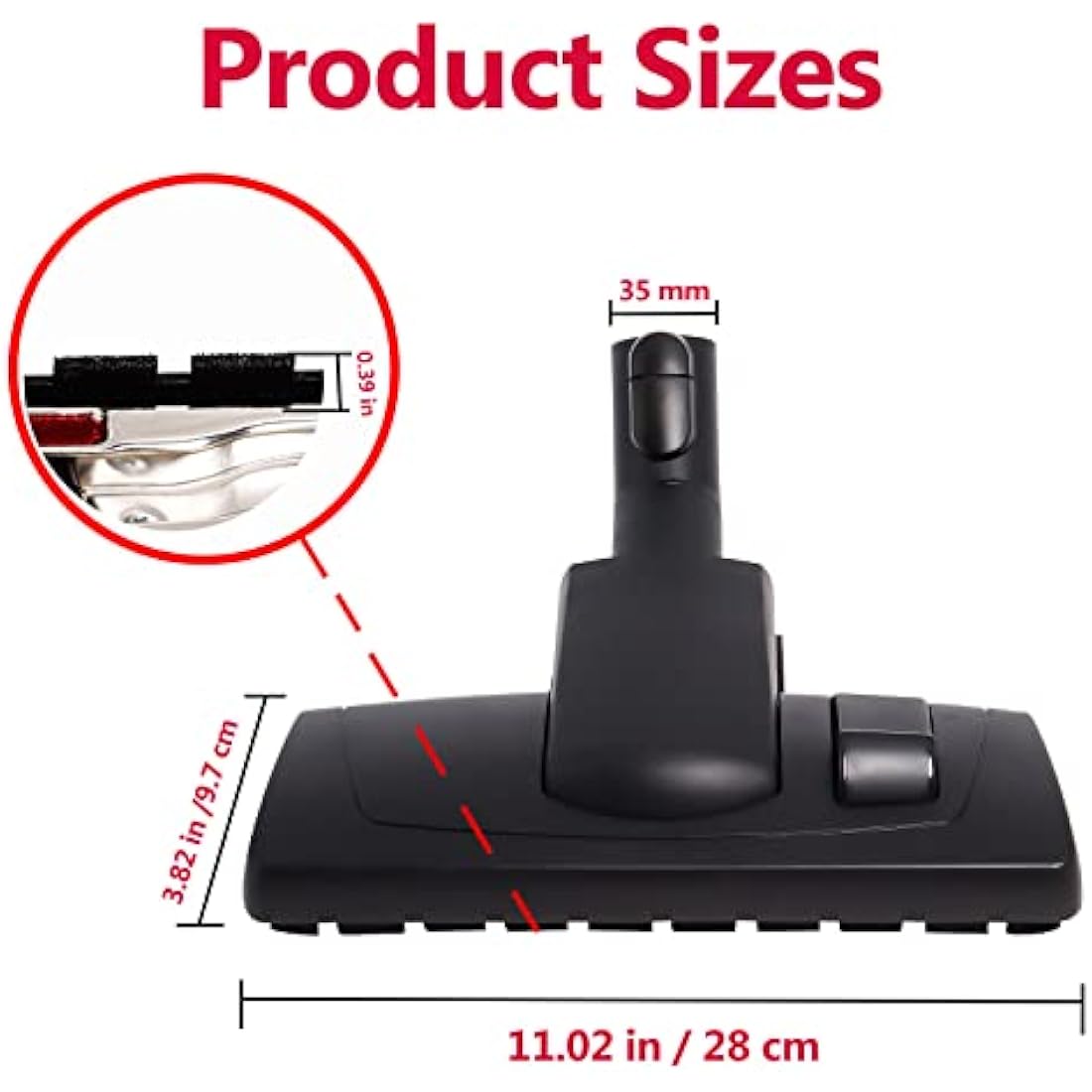 Poweka Floor Head Brush Compatible with Miele Vacuum Cleaner 35 mm Head Replacement for S1 S2 S4 S5 S6 S8 Vacuum Cleaner Floorhead