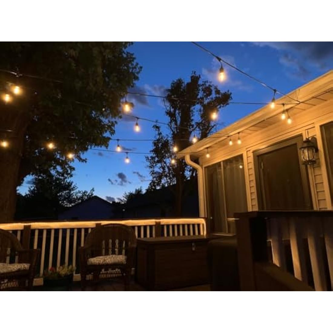 Spacelumen 49FT Outdoor String Lights Mains Powered, 16 Pcs 2W S14 LED E27 Screw Bulb, 2700K Warm White S14 Garden String Festoon Lights for Patio Party Wedding Yard Gazebo