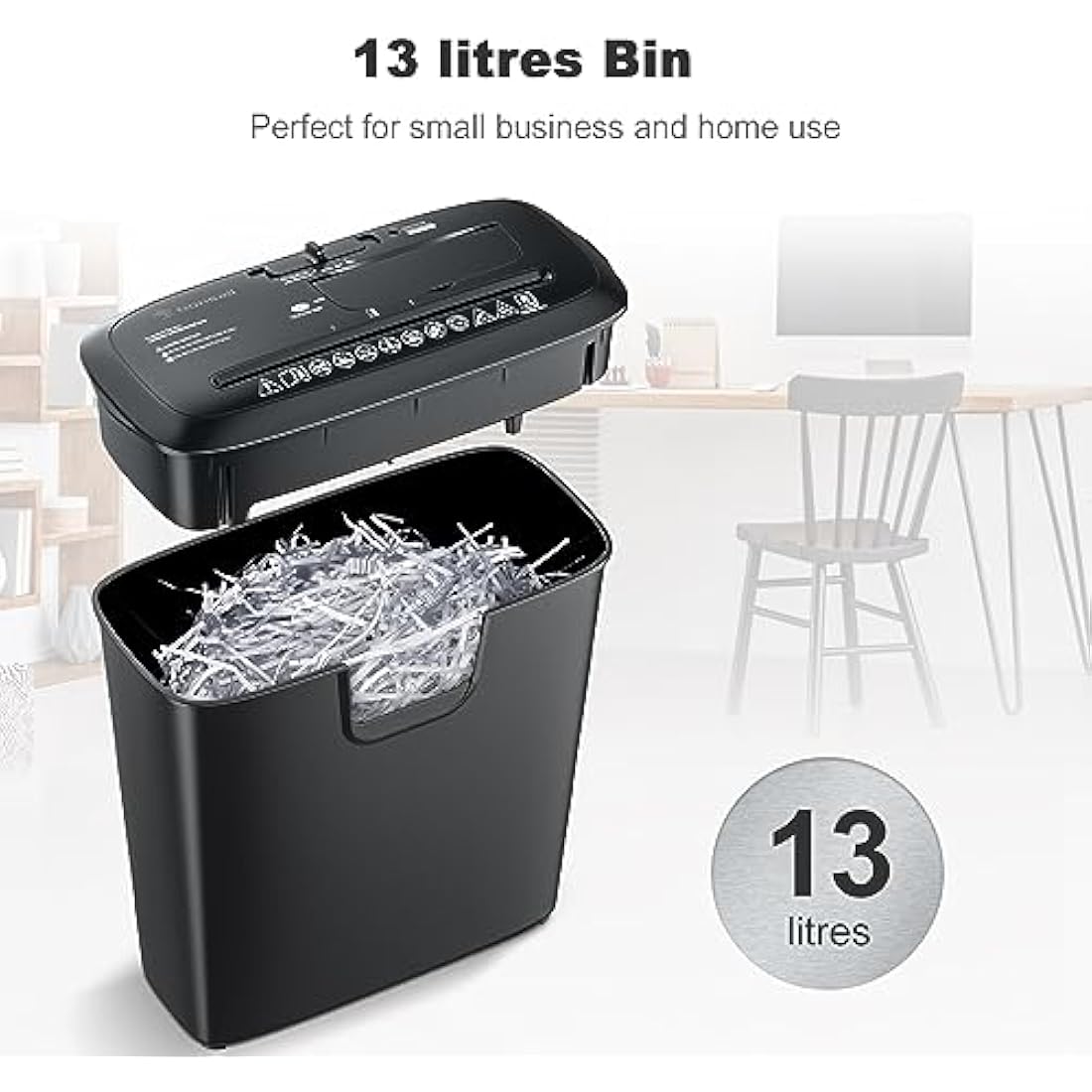 Bonsaii Paper Shredder for Home Use, 8-Sheet StripCut Home Office Shredder, CD/Credit Card Shredder Machine with Overheat Protection, 13 Litres Wastebasket, Black (S120-C)