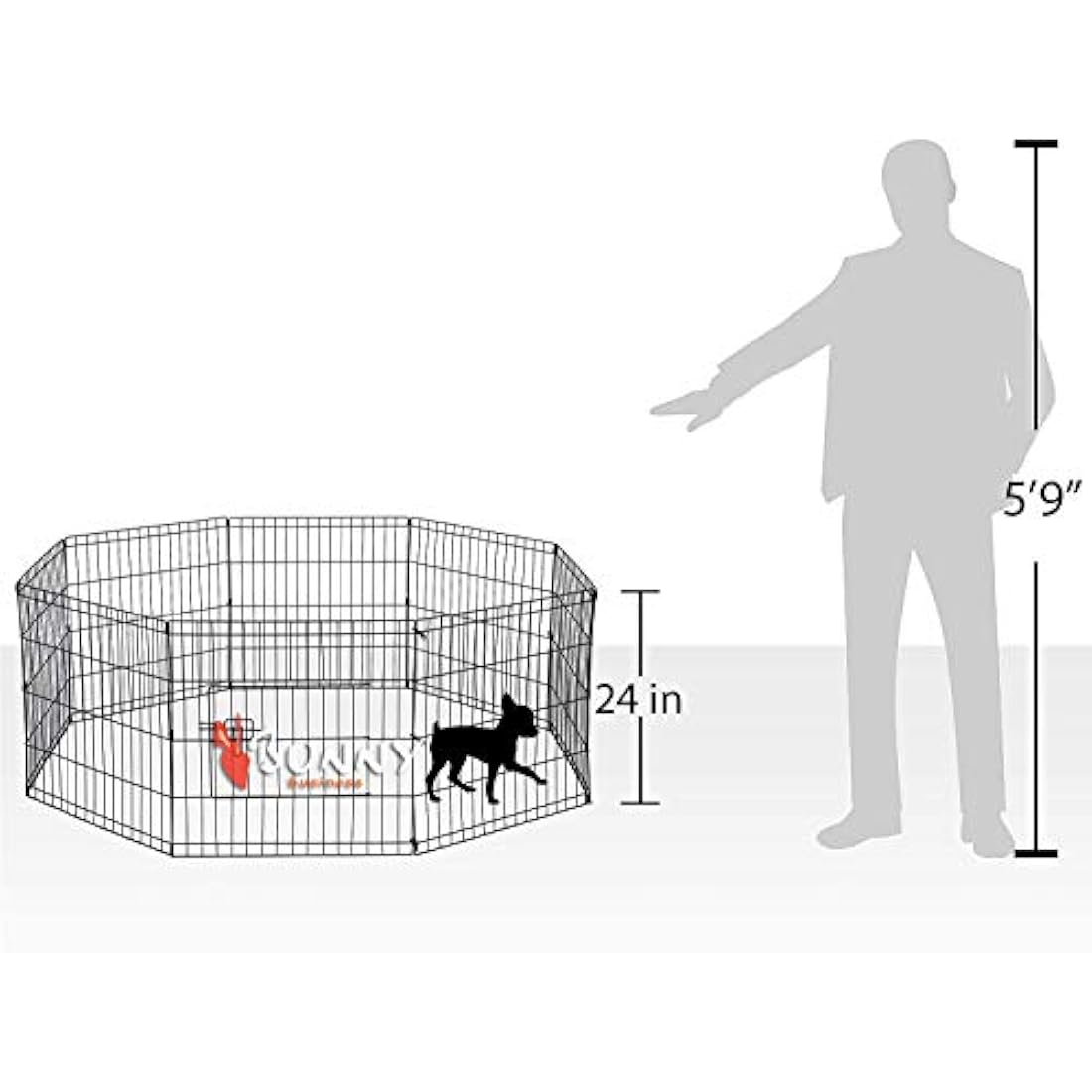 Doggy Style 8 Panel Playpen Suitable for Dogs Puppies Cats & Rabbits Foldable Ideal for Indoor/Outdoor use Puppy Play Pen (Small, 8 Panel Light/Lge Door/Black)