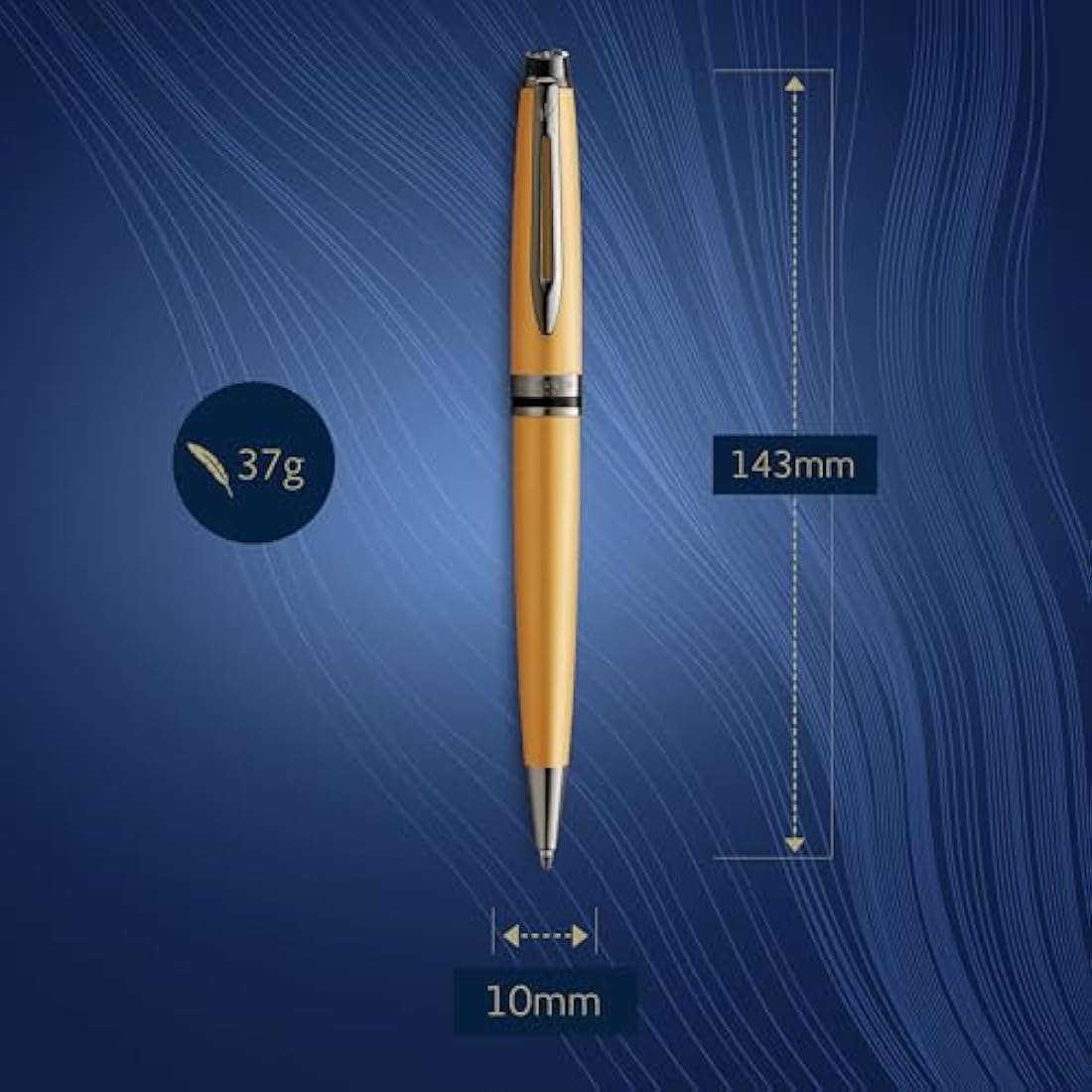 Waterman Expert Ballpoint Pen | Metallic Gold Lacquer with Ruthenium Trim | Medium Point | Blue Ink | With Gift Box